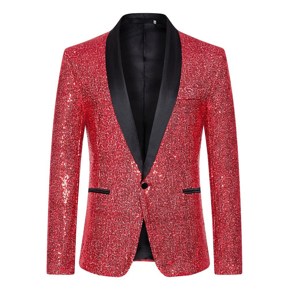 Herren Paillettenblazer mit luxuriösem Schnitt und schimmerndem Effekt R&B