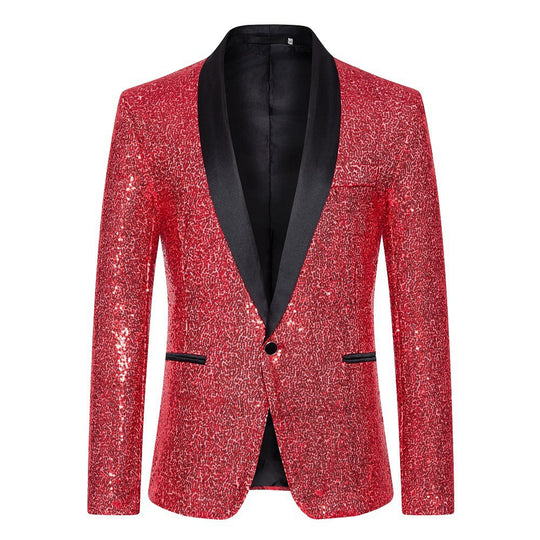 Herren Paillettenblazer mit luxuriösem Schnitt und schimmerndem Effekt R&B