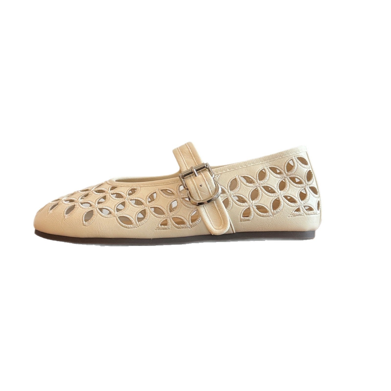 Damen Ballerinas mit dekorativem Lochmuster und bequemer Schnalle R&B