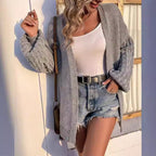 Damen Strickjacke mit weiten Ärmeln und lässigem Schnitt