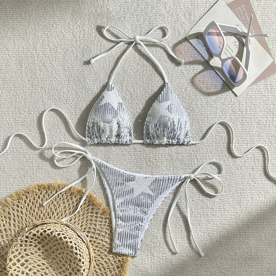 Damen Glänzender Sequin-Bikini mit verstellbaren Trägern R&B