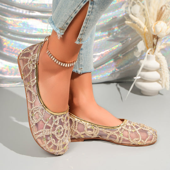 Damen Dekorative Ballerinas mit funkelndem Strass R&B