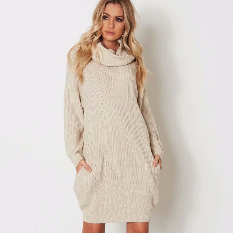 Damen Strickkleid mit weitem Kragen R&B