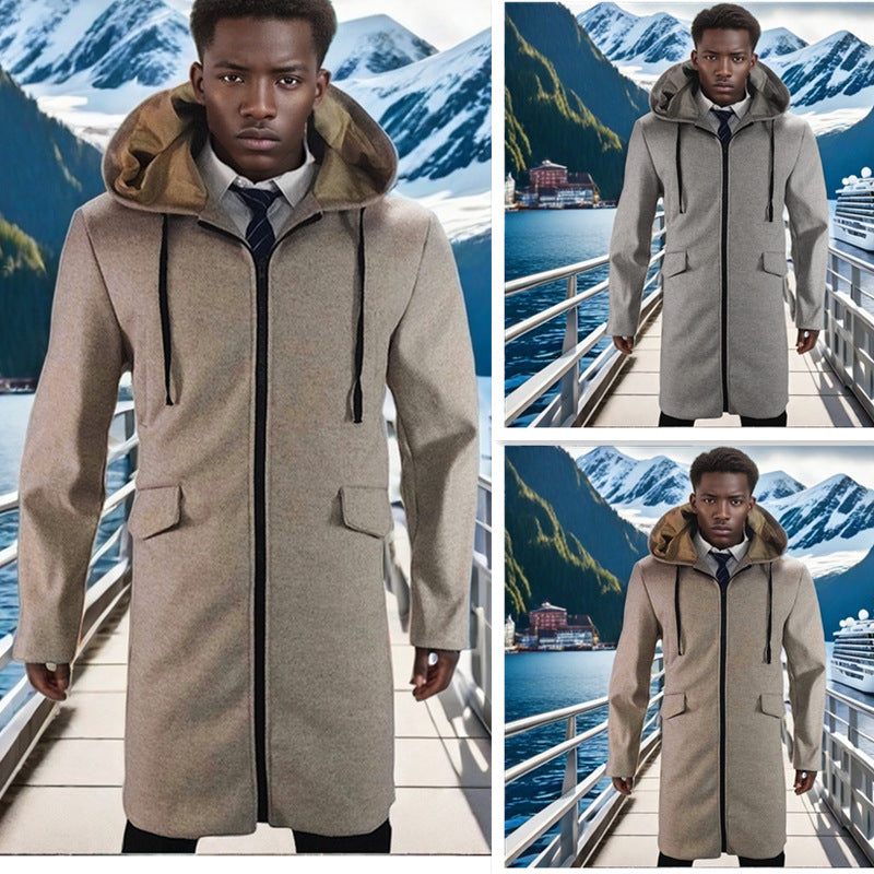 Herren eleganter Parka mit Kapuze und praktischen Taschen R&B