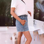 Damen Denim-Shorts mit elastischem Bund R&B