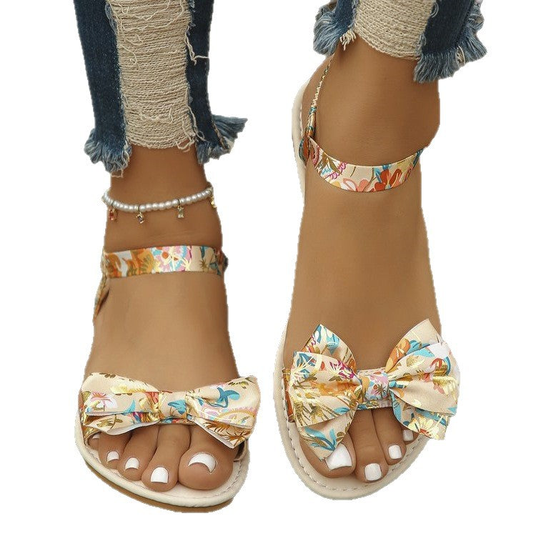 Damen Riemchen-Sandalen mit farbenfrohem Schleifen-Design R&B