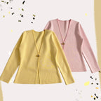 Damen lässiger V-Ausschnitt Cardigan mit dekorativem Knopf R&B