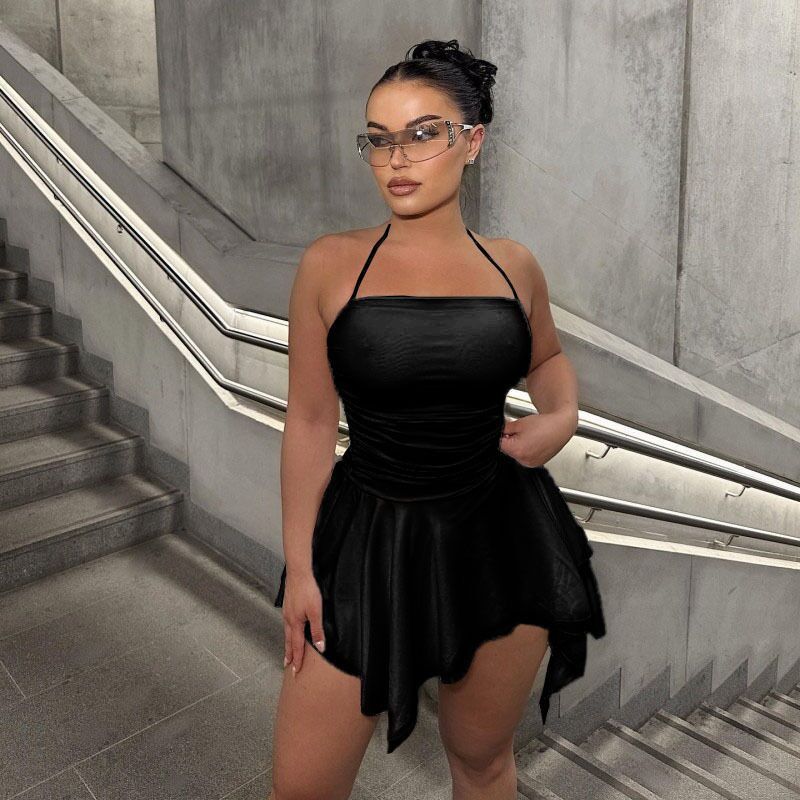 Damen Trendiges Mini-Kleid mit asymmetrischem Saum und Raffungen R&B