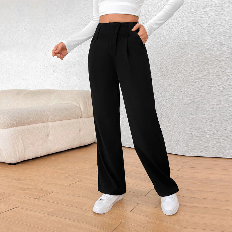 Damen Hochtaillierte weite Stoffhose R&B