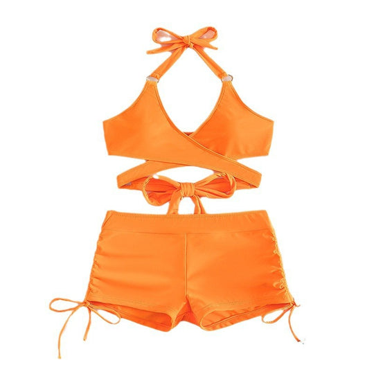 Damen Bikini-Set mit stylischem Cross-Design und hoch geschnittenem Shorts R&B
