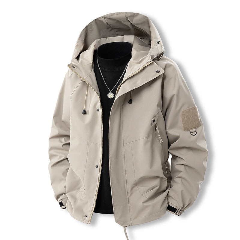 Herren funktionale Outdoor-Jacke mit verstellbarer Kapuze und praktischen Taschen R&B