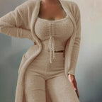 Damen warmer und bequemer Lounge-Anzug mit Oversized-Jacke und lockerem Top R&B