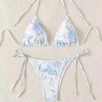 Damen Triangel-Bikini-Set mit zarten Blumenmotiven R&B