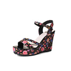 Damen Wedge-Sandalen mit floralen Mustern und komfortablem Fußbett R&B
