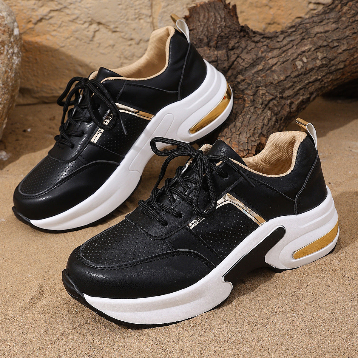 Damen Sneakers mit atmungsaktivem Mesh-Obermaterial und stilvollen Metallic-Akzenten R&B