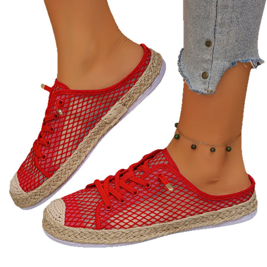 Damen Slip-On Sneaker mit modischem Netzdesign und geflochtenem Fußbett R&B