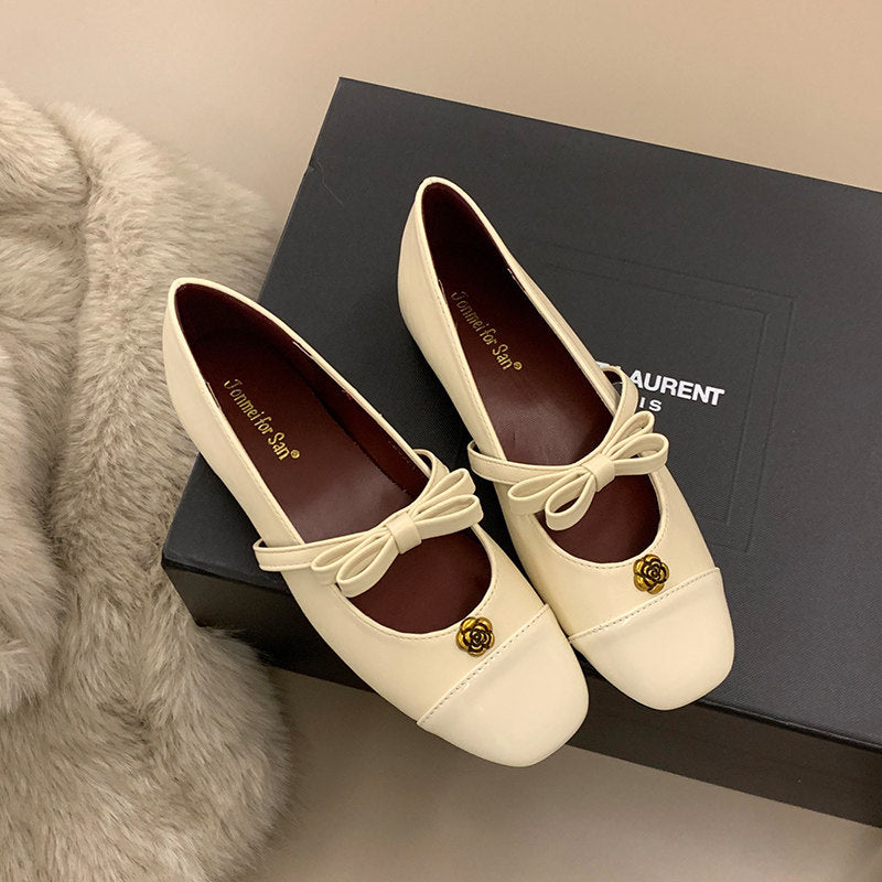 Damen Ballerinas mit dekorativer Schleifenverzierung und edlem Glanz R&B