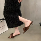 Damen hochwertige Slipper mit Schleifenverzierung R&B