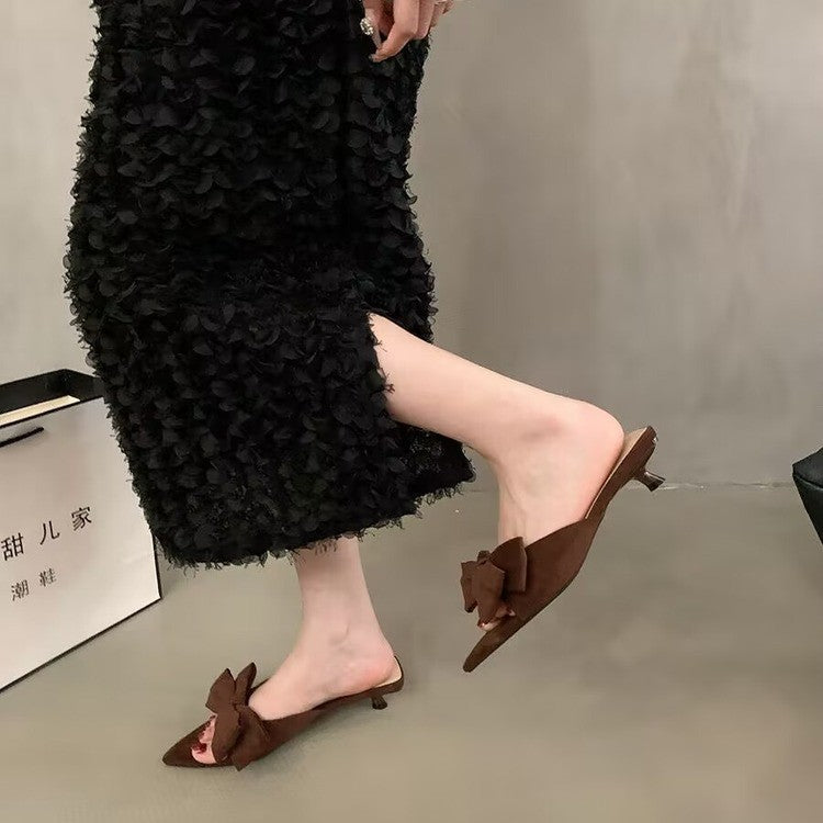 Damen hochwertige Slipper mit Schleifenverzierung R&B