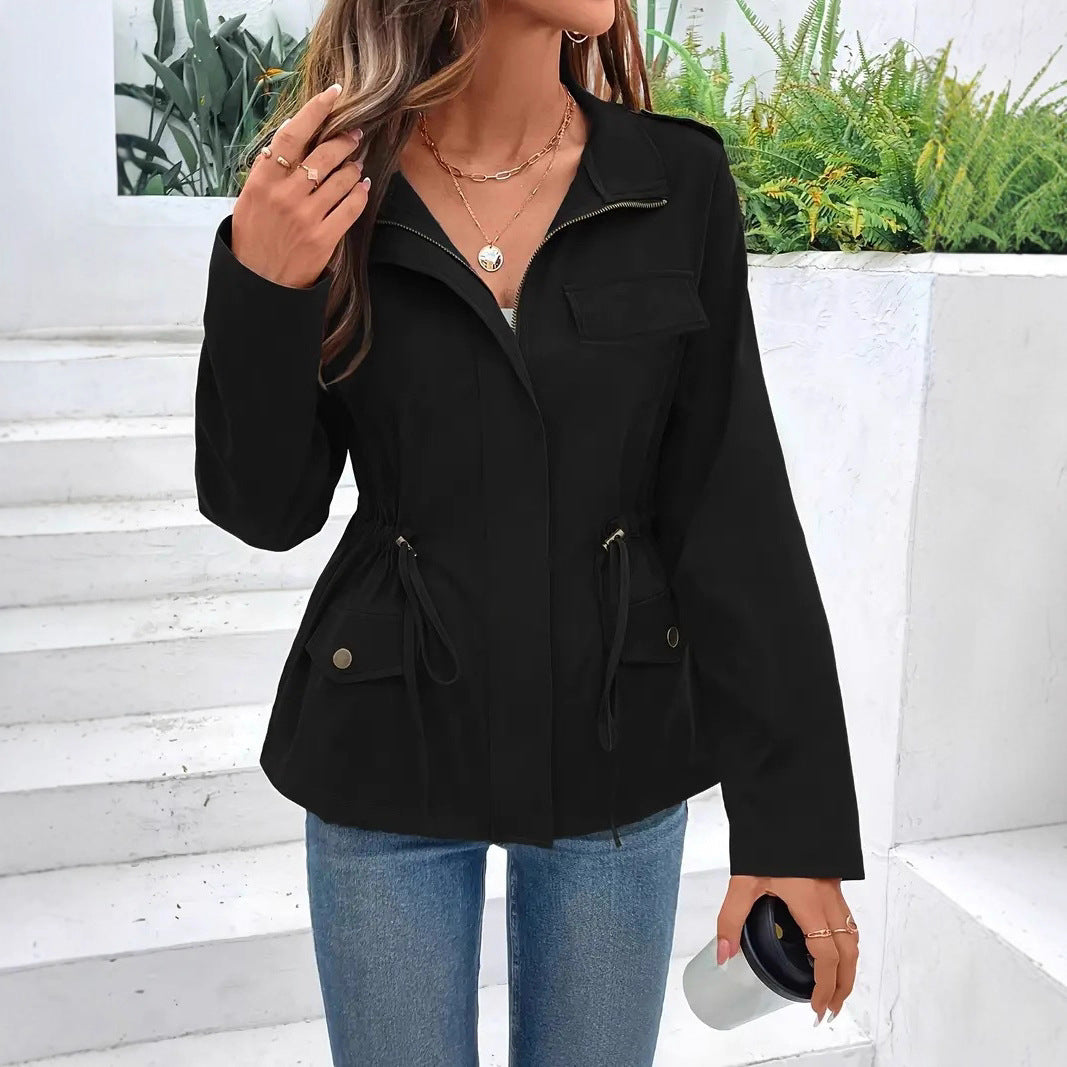Damen Übergangsjacke mit verstellbarem Taillenzug und praktischen Taschen R&B