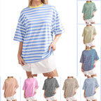 Damen Lässiges Oversized T-Shirt mit breiten Streifen