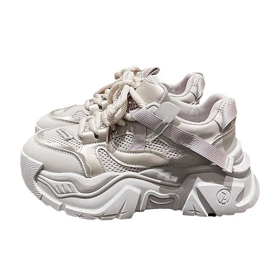 Damen Trendige Chunky Sneakers mit dämpfender Sohle und atmungsaktiver Netzoberfläche R&B