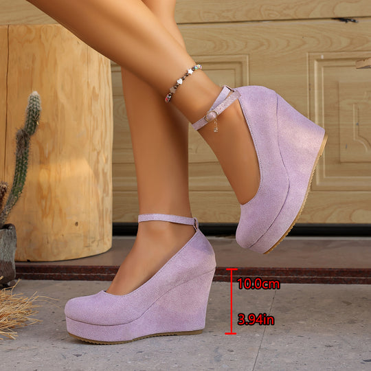 Damen Wedge-Pumps mit dekorativem Riemchen und exzellentem Fußbett R&B