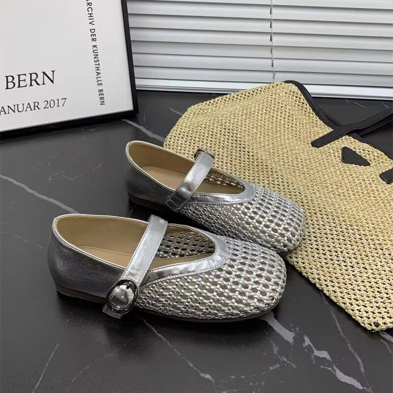 Damen Glamouröse Ballerinas mit dekorativen Riemen und geschmeidigem Obermaterial R&B