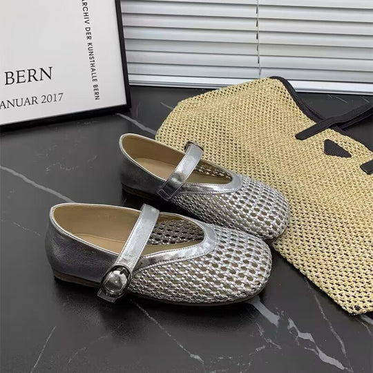 Damen Glamouröse Ballerinas mit dekorativen Riemen und geschmeidigem Obermaterial R&B