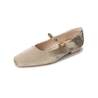 Damen Ballerinas mit edler Schnallenverzierung und luxuriösem Samtoberteil