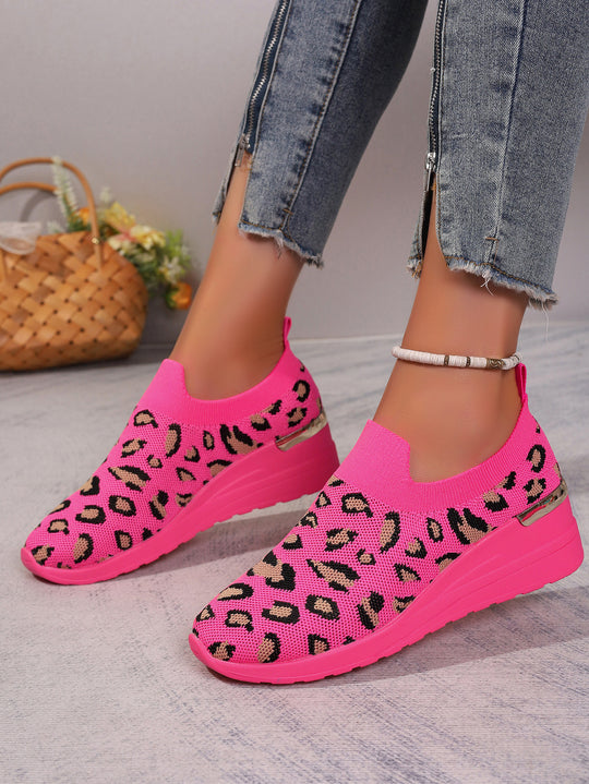 Damen bequeme Sneakers im Leopardenmuster R&B