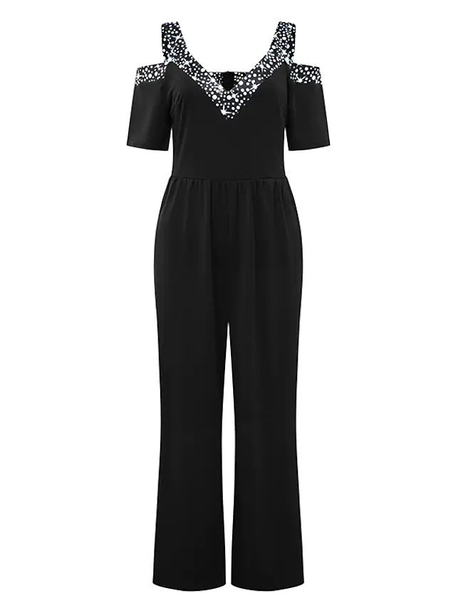 Eleganter Damen Jumpsuit mit Schulterfreiem Schnitt & Glitzerndem Dekolleté für Party & Events | R&B