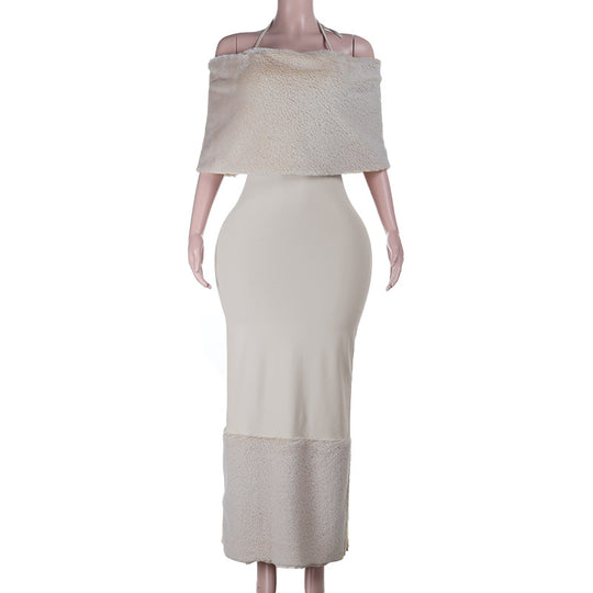 Damen elegantes Maxikleid mit trägerlosem Design und fließendem Stoff R&B