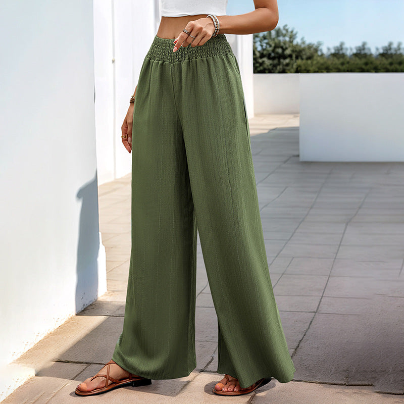 Damen Weite Palazzo-Hose mit elastischem Taillenbund und lässiger Schnitt R&B