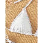 Damen Triangel-Bikini mit floralem Spitzenband