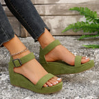 Damen Keil-Sandalen mit verstellbarem Riemen und rutschfester Sohle R&B