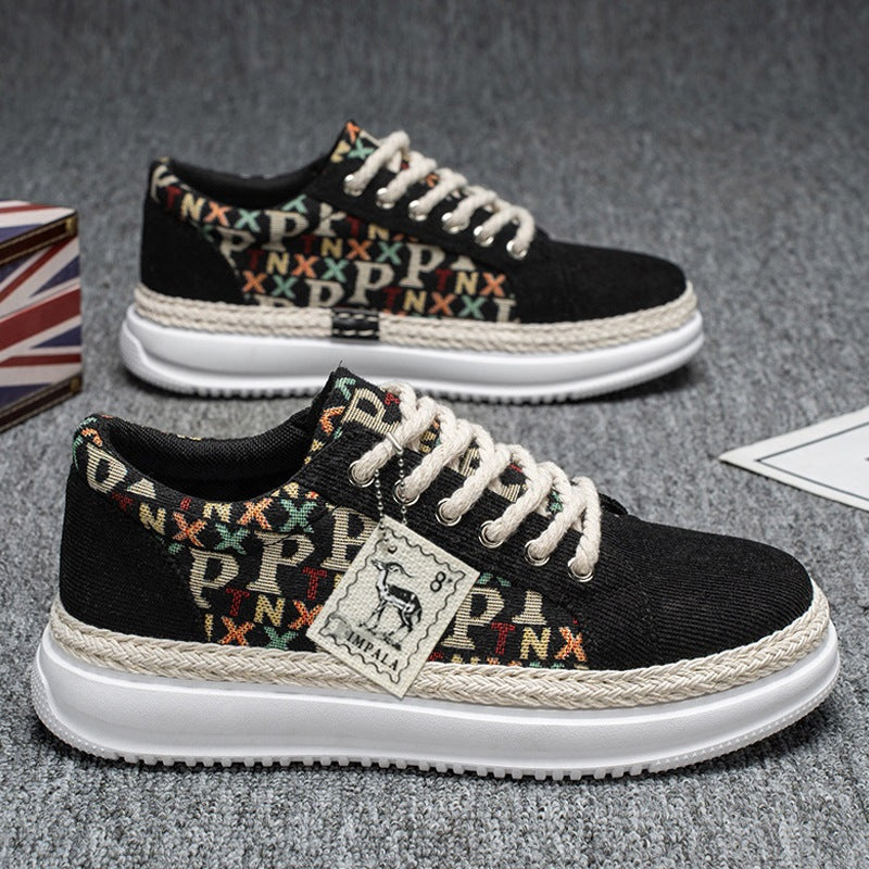 Damen Modische Canvas-Sneaker mit geflochtenem Sohlenrand R&B