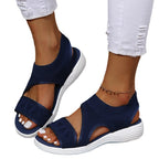 Damen Komfortable Keil-Sandalen mit atmungsaktivem Strickdesign und elastischen Riemen R&B
