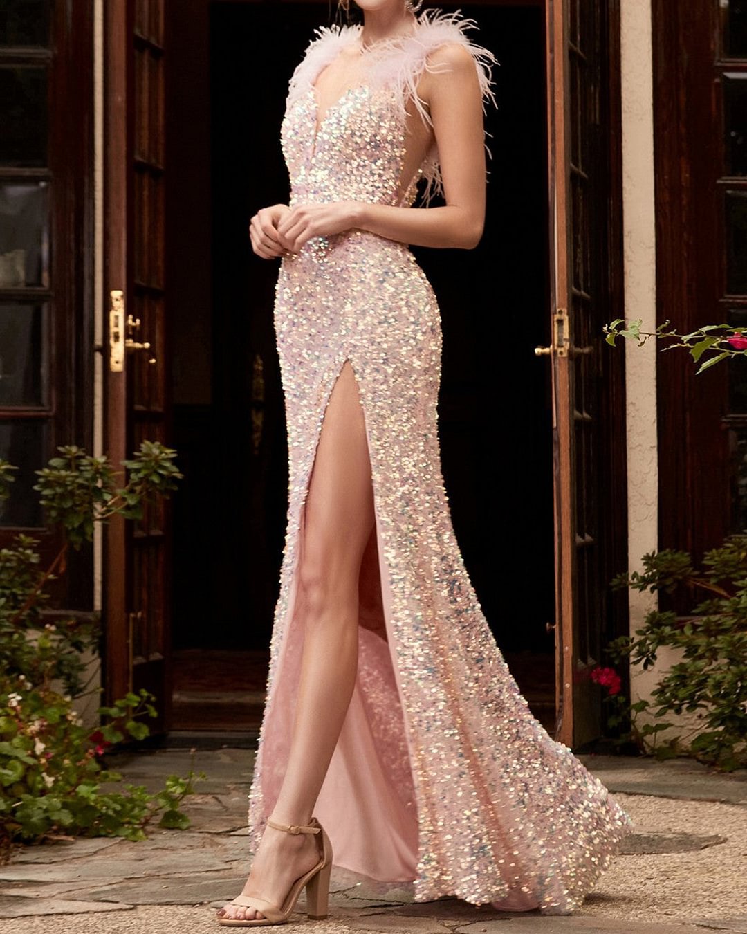 Damen Festliches Cocktailkleid mit Pailletten R&B