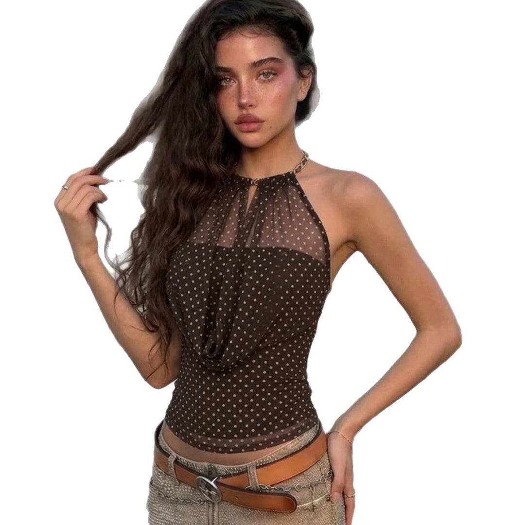 Damen Halteroberteil mit drapiertem Design und feinem Punkte-Muster R&B