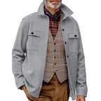 Herren Fleece-Hemdjacke mit zwei Brusttaschen und modischem Stehkragen R&B
