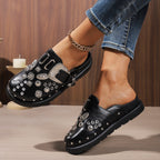 Damen Clogs mit funkelnden Zierteilen und modischem Schnallen-Design R&B