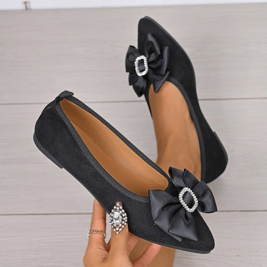 Damen elegante Ballerinas mit glamouröser Schleifen-Applikation R&B