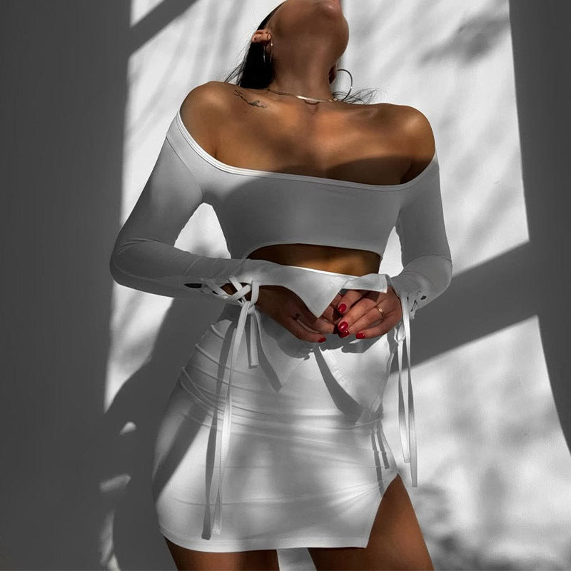 Damen Figurbetontes Kleid mit Cut-Outs und weitem Arm R&B