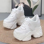 Damen modische Chunky Sneakers mit hoher Plateausohle und atmungsaktivem Mesh-