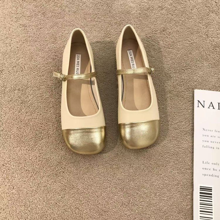 Damen Ballerinas mit elegantem Riemen und glänzender Zehenkappe R&B