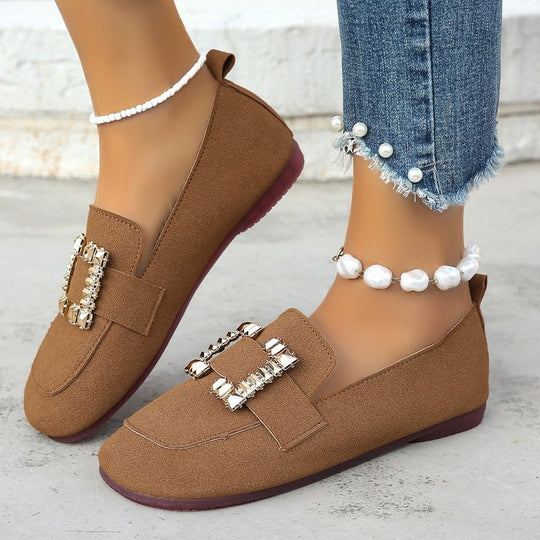 Damen elegante Mokassins mit funkelndem Schmuckdetail R&B
