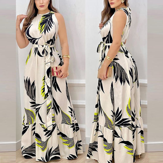 Damen Langärmliges Maxikleid mit floralem Muster und tailliertem Schnitt R&B