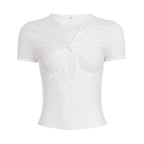 Damen Kurzarmshirt mit raffiniertem Knotendesign R&B
