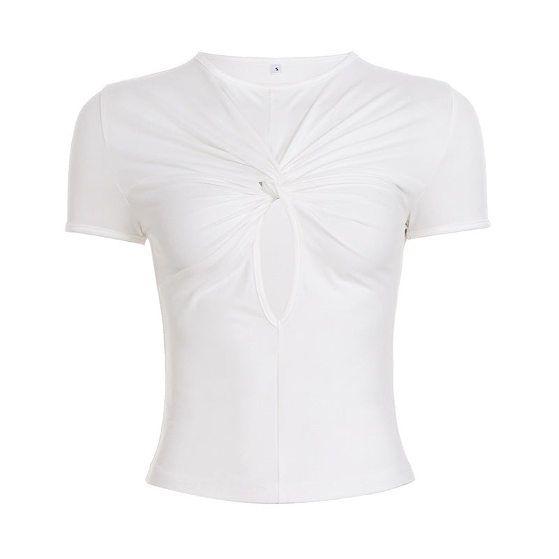 Damen Kurzarmshirt mit raffiniertem Knotendesign R&B